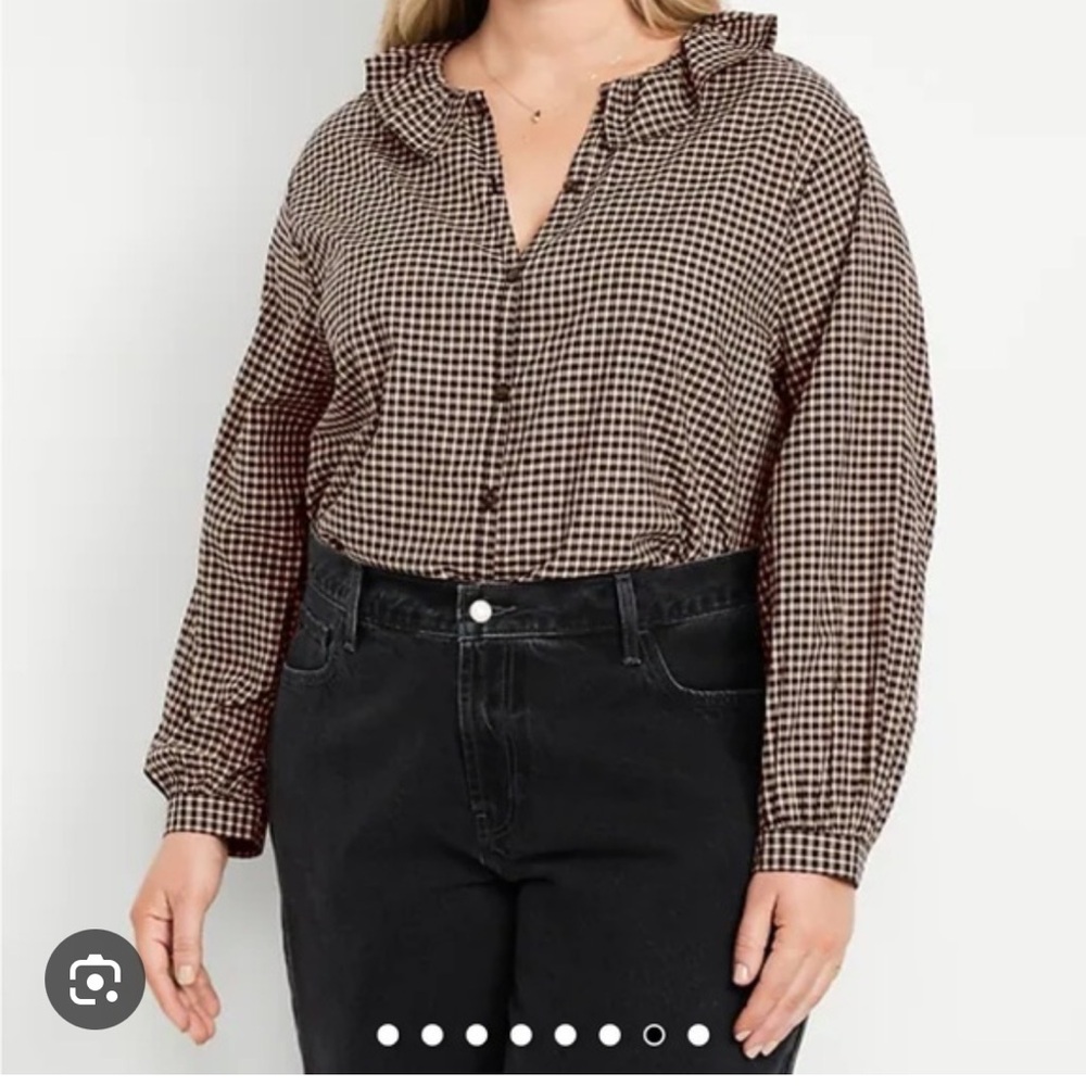 Women’s Old Navy Plaid Ruffle Shirt - Picture 5 of 13